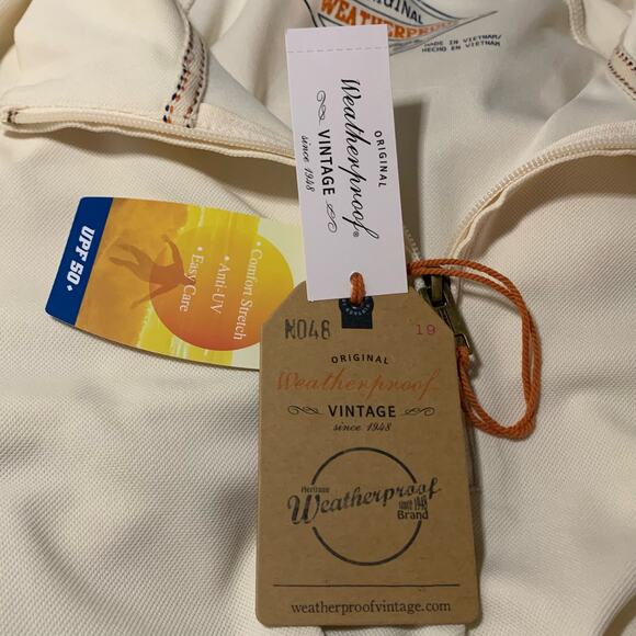 ORIGINAL WEATHERPROOF VINTAGE Men’s 1/4 Pull-Over UPF 50+ Antiq.White Size Large - Picture 4 of 15